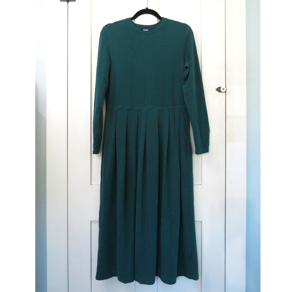 Vintage Lands End Cotton Modest Pleated Mini Dress Medium Teacher Cottagecore